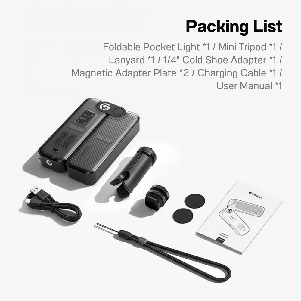 Ulanzi ไฟ RGB พกพา FOLD8 2-in-1 Foldable Pocket Light ไฟพับได้