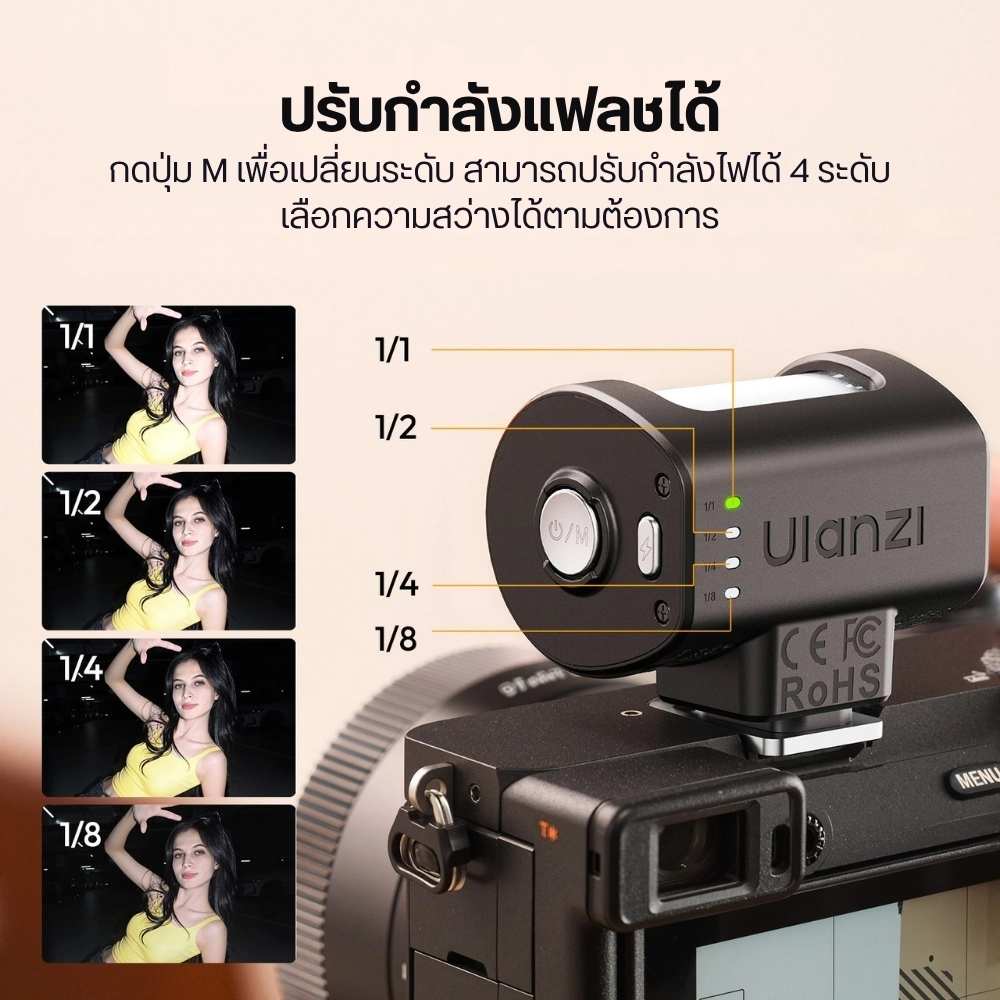 Ulanzi แฟลชกล้องมินิ KL01 Mini Camera Flash พร้อมฟิลเตอร์สีในตัว 7 สี