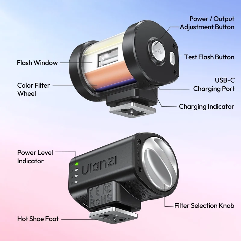 Ulanzi KL01 Mini Camera Flash with Built-In Color Filters_14_ Ulanzi แฟลชกล้องมินิ KL01 Mini Camera Flash พร้อมฟิลเตอร์สีในตัว 7 สี