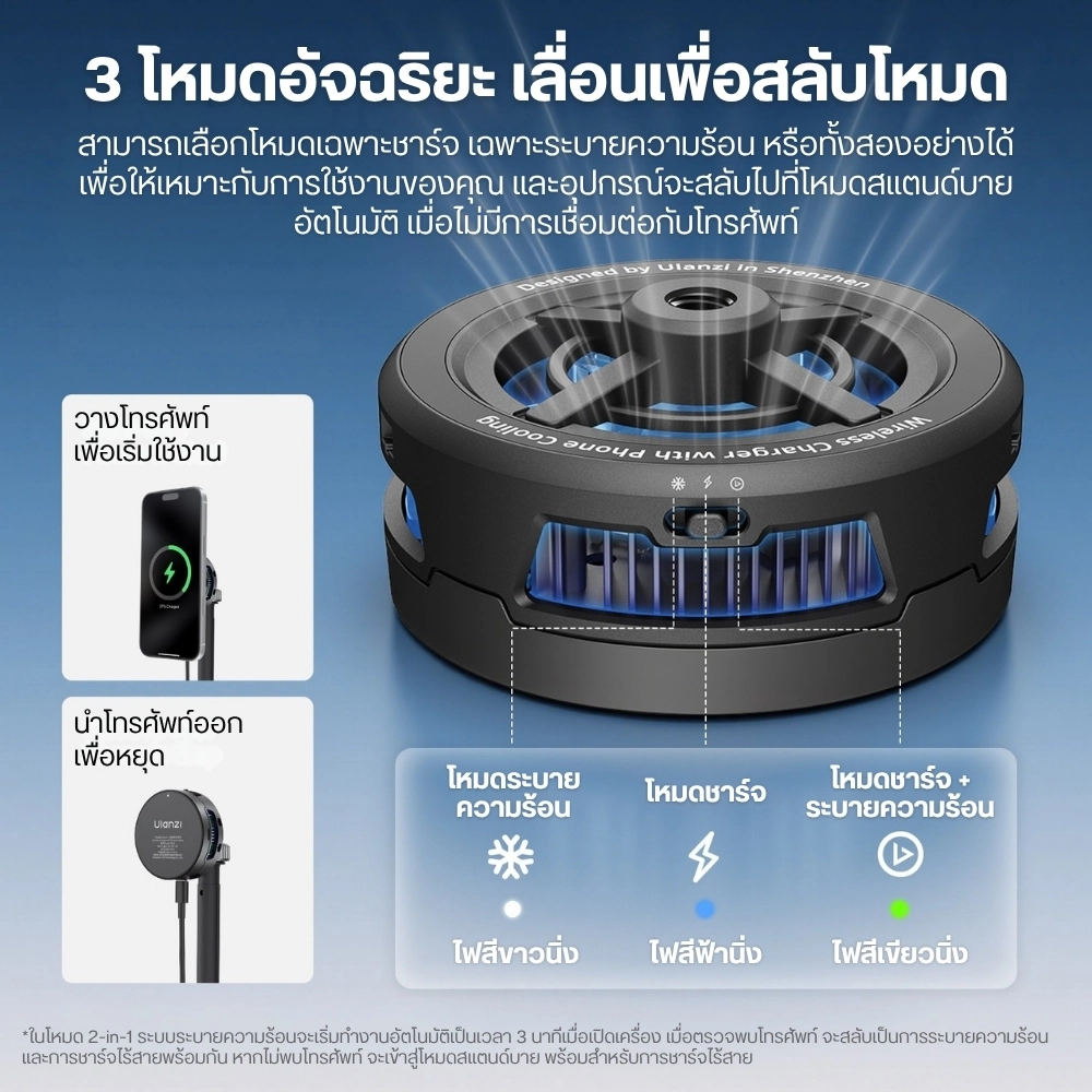 Ulanzi พัดลมระบายความร้อนมือถือ SK35 MagSafe Wireless Charger With Cooling ชาร์จไร้สายได้ 25W