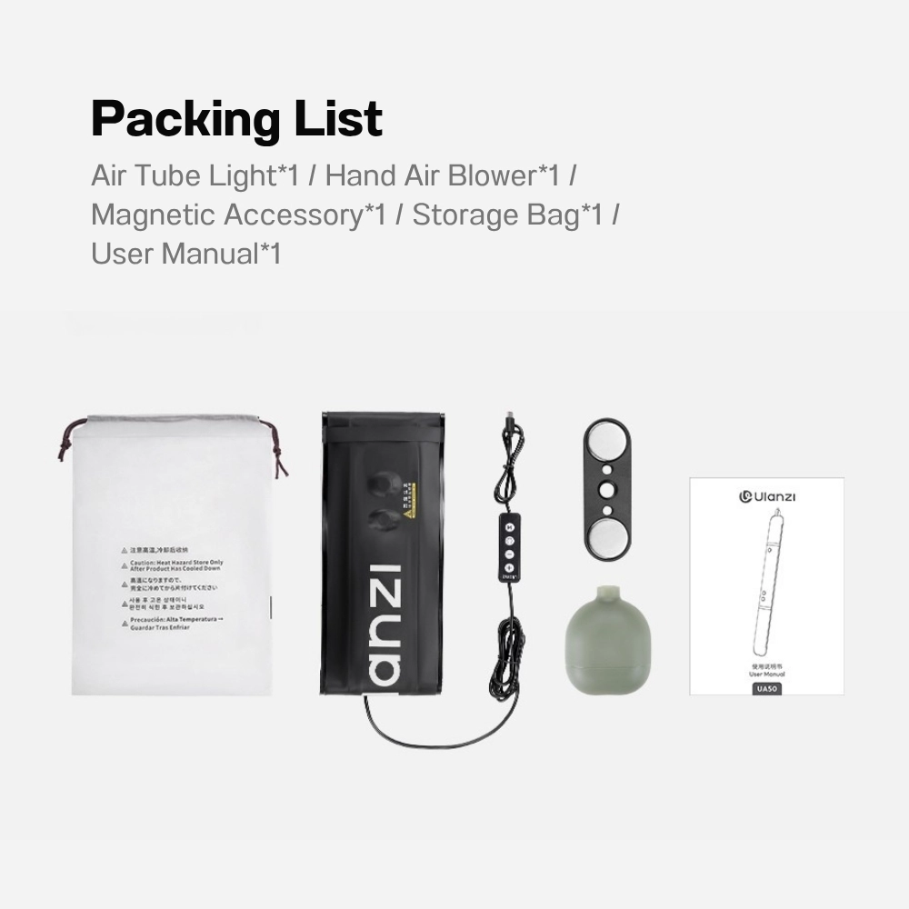 Ulanzi ไฟแท่งเป่าลม UA50 Air Tube Light ไฟแท่งพับได้ กำลังไฟ 50W ไฟสตูดิโอ ไฟถ่ายภาพ