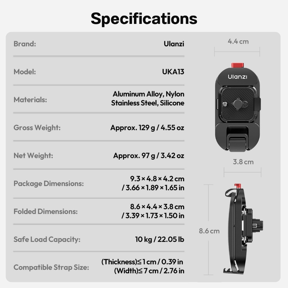 Ulanzi ตัวหนีบสายกระเป๋าเป้ติดกล้อง UKA13 Backpack Strap Mount II ระบบปลดเร็ว UKA