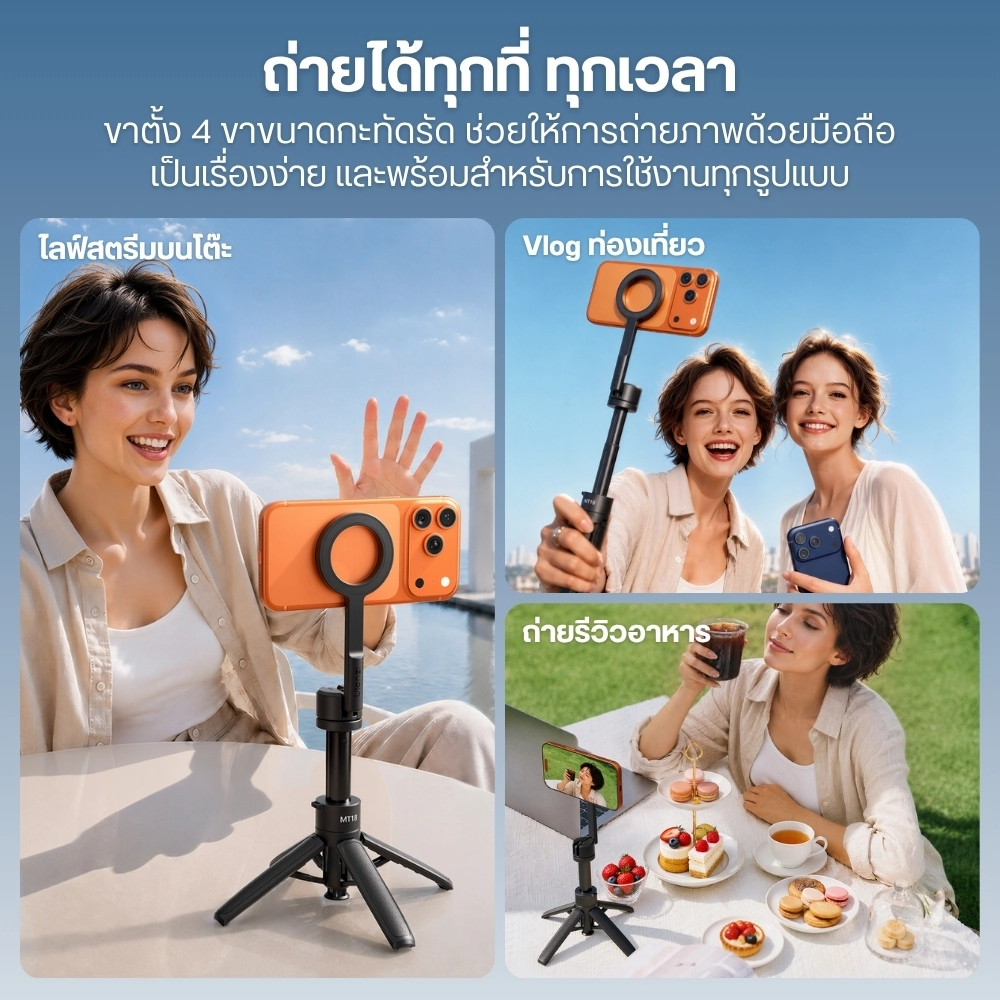 Ulanzi ขาตั้ง Magsafe MT18 Auto-Open Desktop Tripod ขาตั้งมือถือ ไม้เซลฟี่แม่เหล็ก เปิดอัตโนมัติ