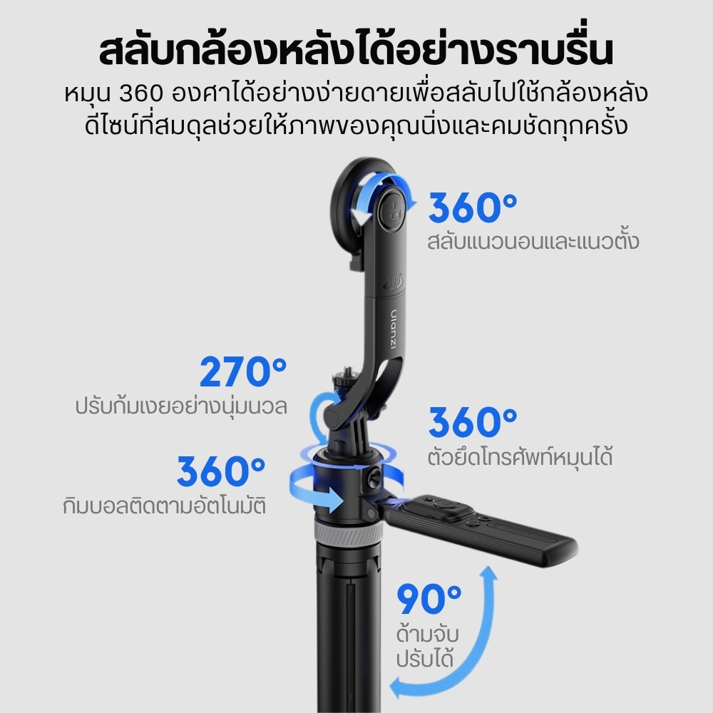 Ulanzi ขาตั้งติดตามอัตโนมัติ Magsafe TT23M ขาตั้งเซลฟี่ แม่เหล็ก AI Auto-Tracking Selfie Stick Tripod